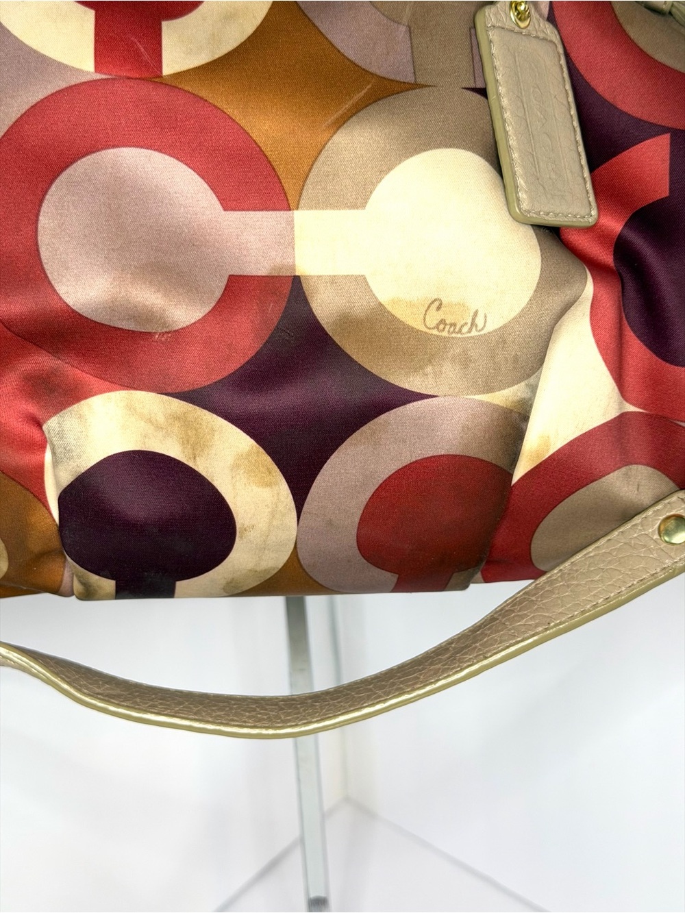 Coach Op Art Sophia Signature Bag.  with Beige Leather Trim  K1120-18636 - Picture 8 of 9